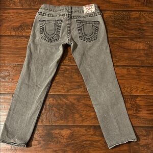 True Religion Gray Ankle Cropped Jeans